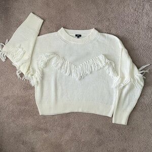 Cream Fringe Sweater